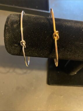 Delicate Knot Bangle Bracelet - Gold and Silver